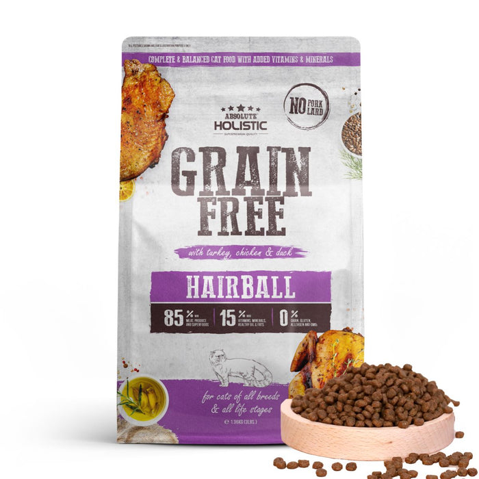 Absolute Holistic Grain Free Dry Cat Food - Hairball 3lbs