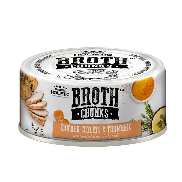 Absolute Holistic Broth Chunks Chicken Cutlets & Tumeric 80g