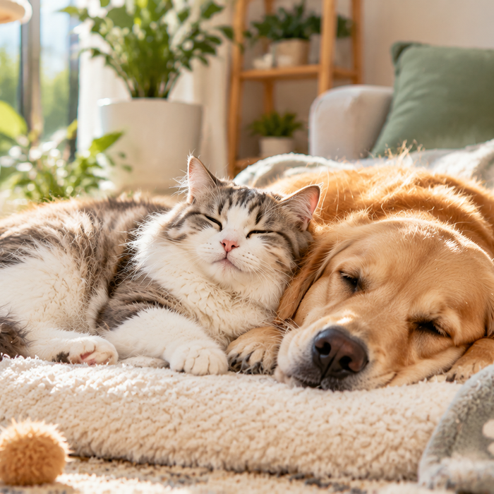 Stress-free cat and dog care tips in Singapore with calming home environment and relaxing pet setup