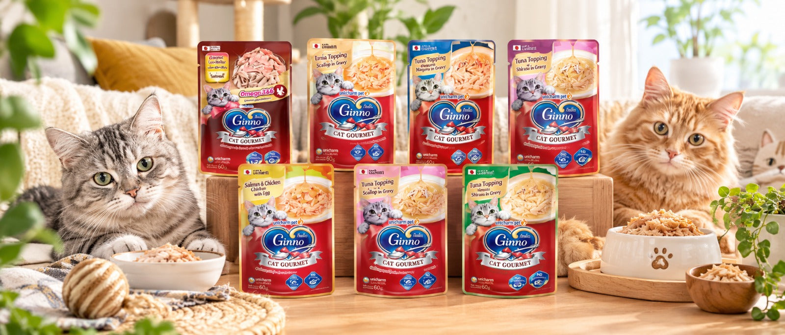 Unicharm Ginno Gourmet Tuna Cat Wet Food Pouches available at Neko.SG Singapore