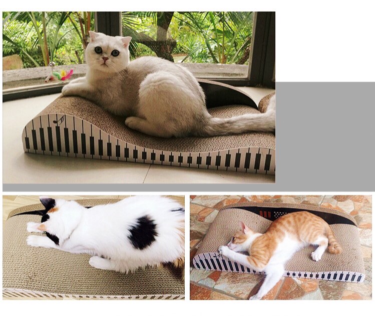 60cm Piano Cat Scratch Board - Durable Recyclable Cardboard with Catnip