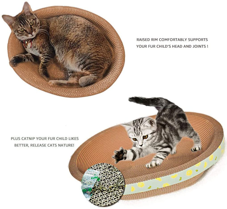 58cm Oval Shape Cat Scratching Board & Bowl Bed Pet Scratcher