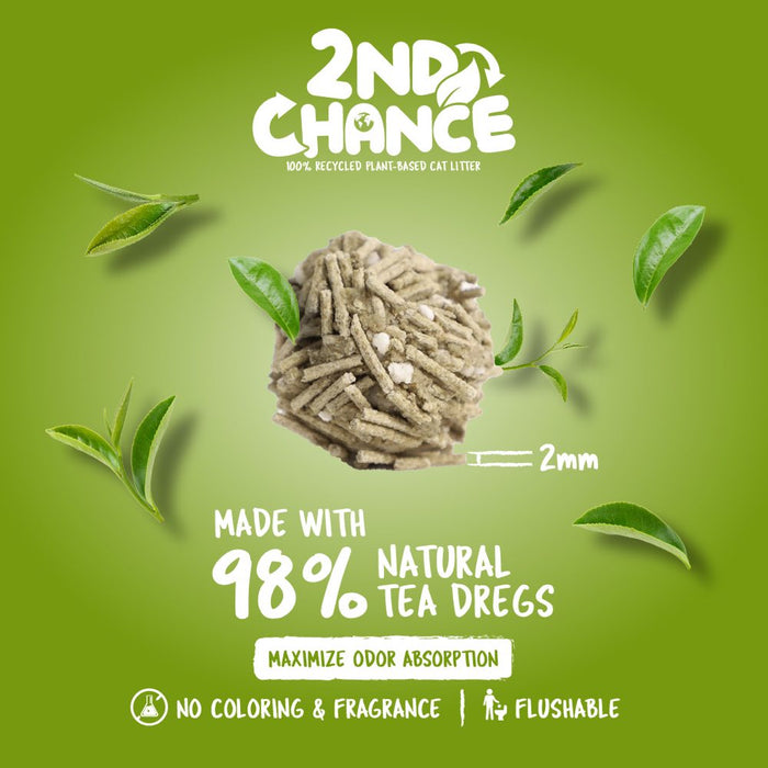 Kit Cat 2nd Chance Green Tea Leaves Cat Litter 2.5kg x 6