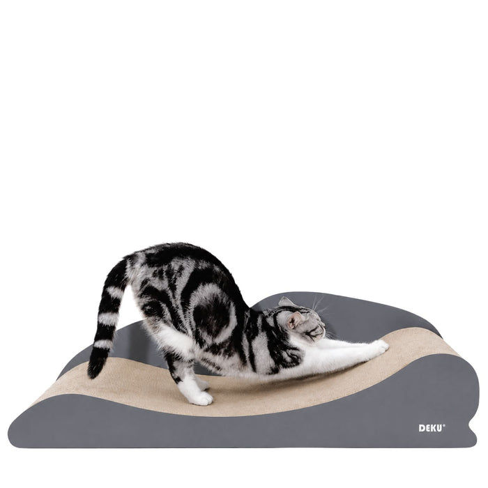100cm Grey Wood Lounger Cat Scratch Board & Scratch Bed - Neko.SG