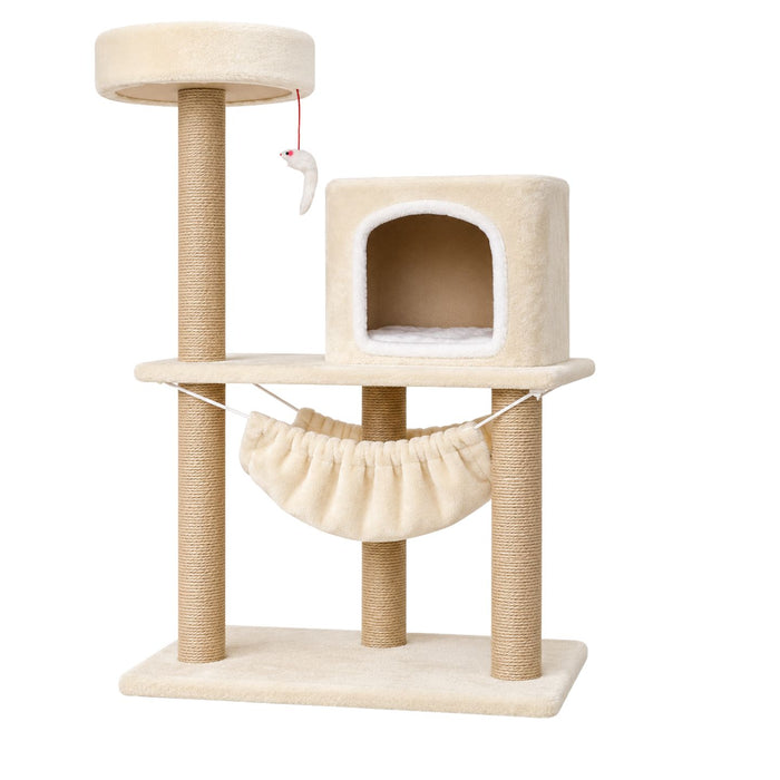 100cm cream cat condo with platforms and cubbyhole - Neko.SG