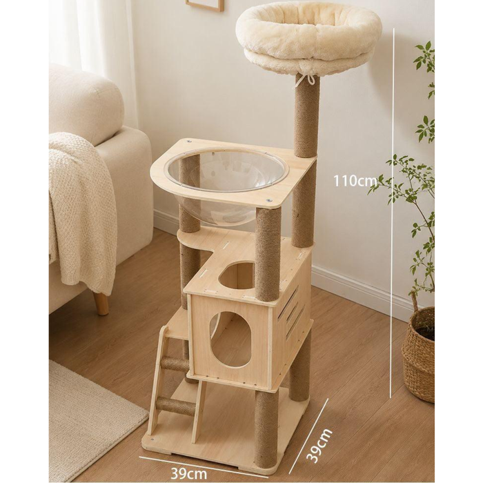 110cm_Mofu_House_Solid_Wood_Cat_Tower_packaging_and_full_view