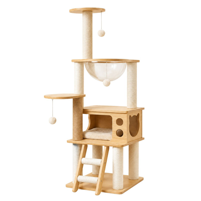 115 cm tall Meow Castle cat condo made of plywood and sisal - Neko.SG