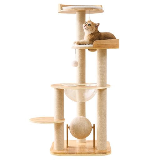 124cm Cradle Nest Solid Wood Cat Tower