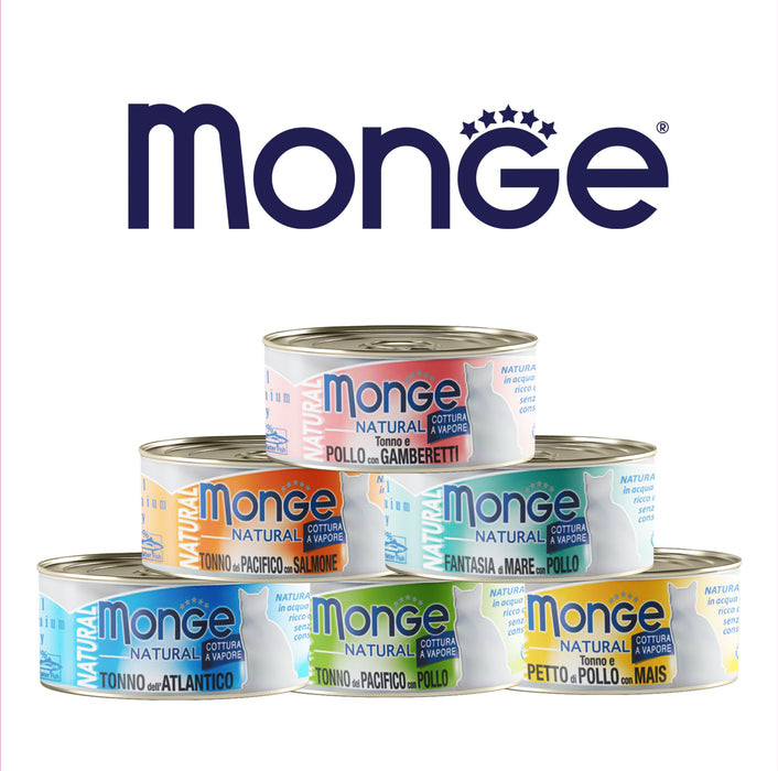 Monge Cat Natural Tuna & Chicken with Shrimp 80g x 24