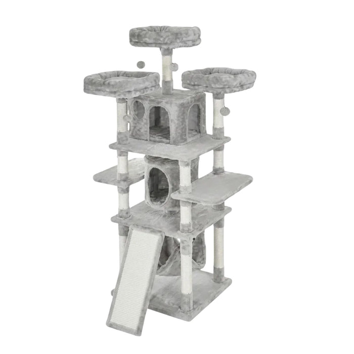 171cm multi-level cat tower with plush perches and hammock- Neko.SG