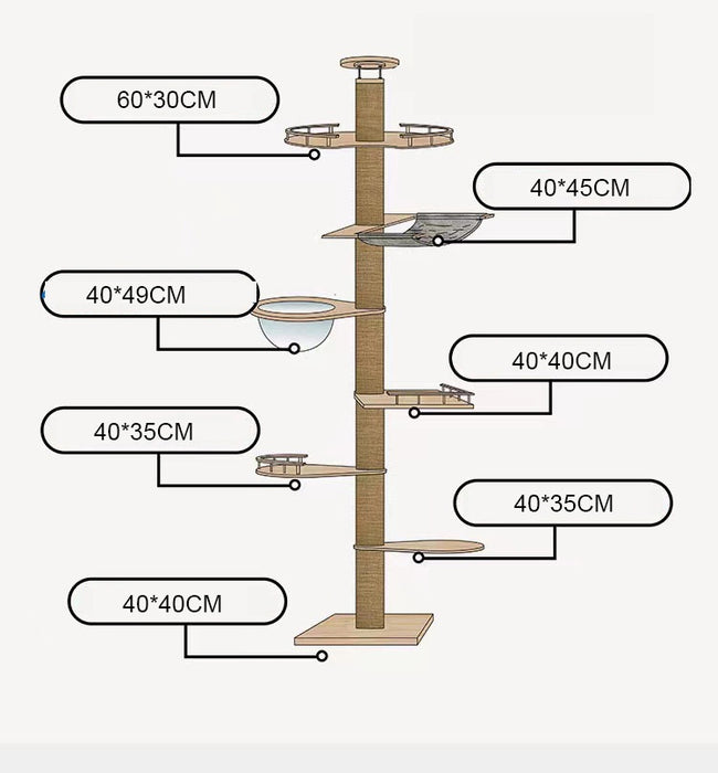 Solid Wood Ceiling Cat Condo With Space Capsule (Condo Ceiling A) (250cm - 270cm Height)