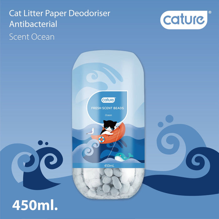 Cature Ocean Fresh Scent Beads Cat Litter Deodoriser 450ml