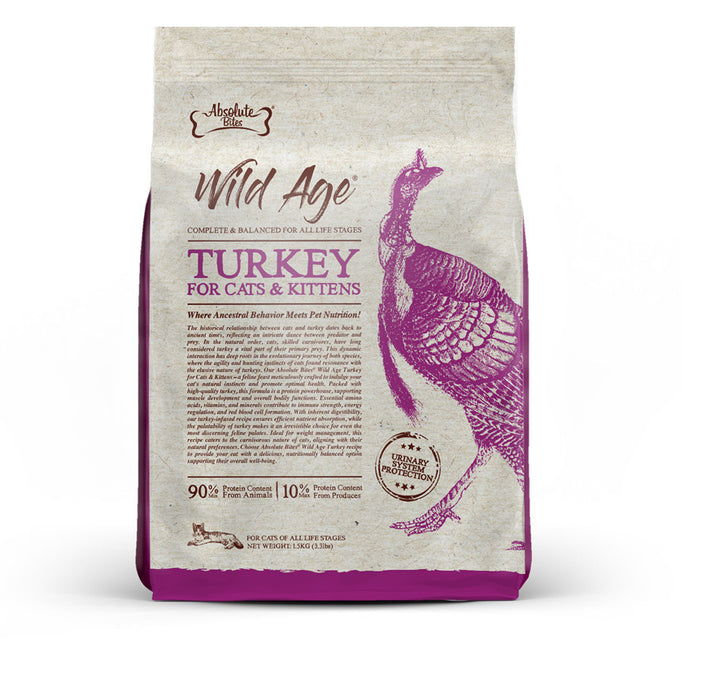 Absolute Bites Wild Age Turkey Dry Cat Food 3.3lbs
