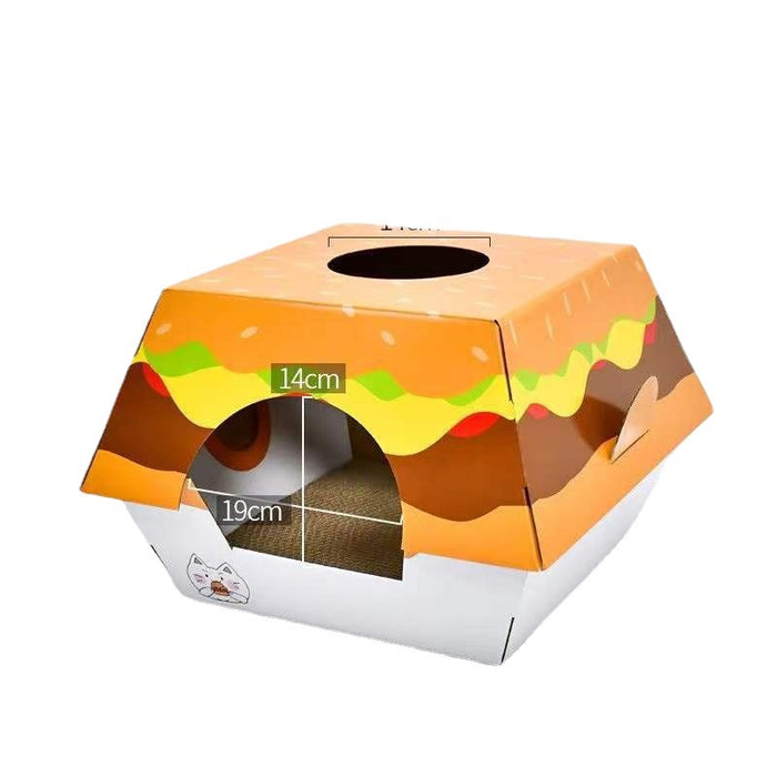 Hamburger Box Cat Bed & Scratch Board