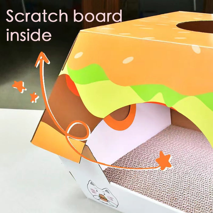 Hamburger Box Cat Bed & Scratch Board