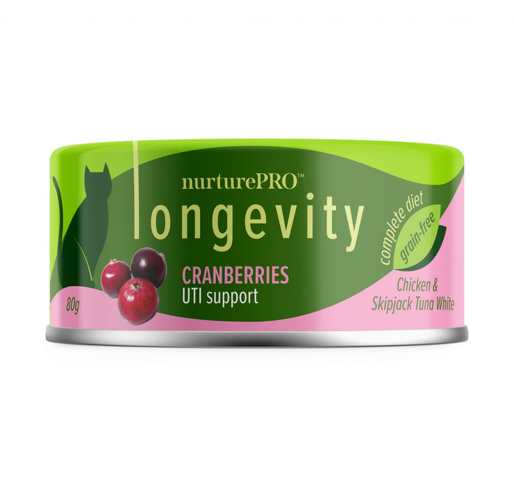 Longevity Grain-Free Chicken & Skipjack Tuna White Meat with Cranberries 80g