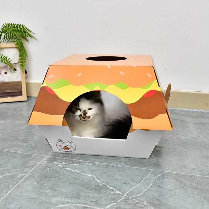 Hamburger Box Cat Bed & Scratch Board
