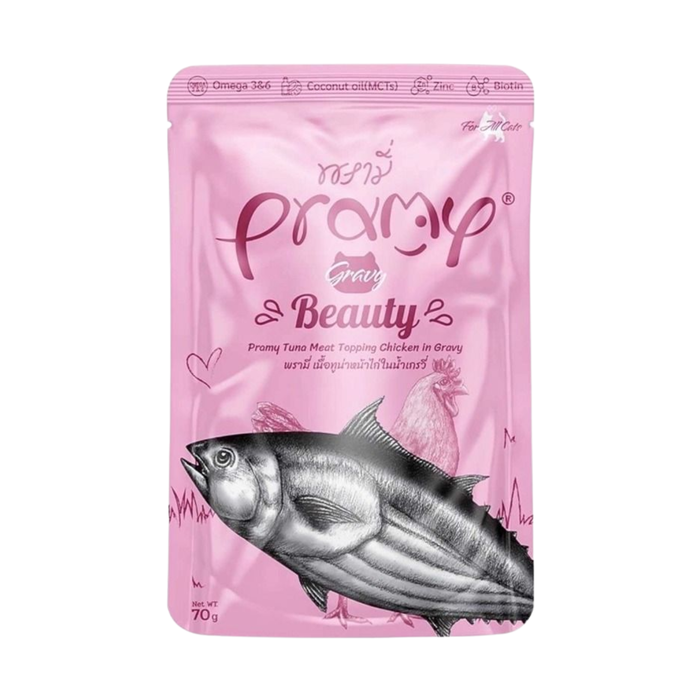 Pramy Cat Beauty Tuna Topping Chicken in Gravy 70g