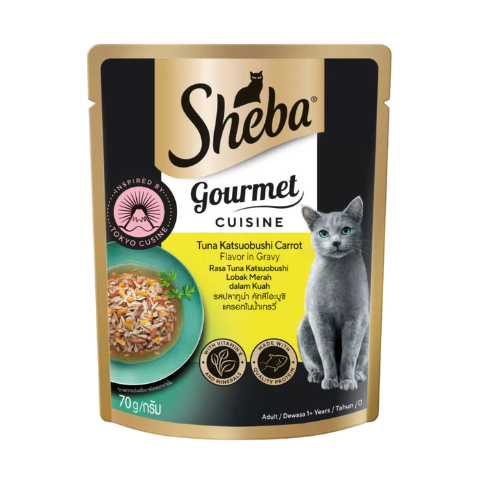 Sheba Cat Wet Food Pouch Tuna Katsuobushi Carrot Flavor in Gravy 70g