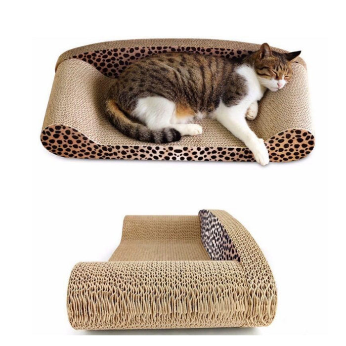 60cm Leopard Cat Scratch Board - Durable Recyclable Cardboard with Catnip