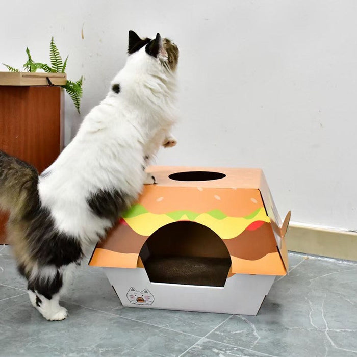 Hamburger Box Cat Bed & Scratch Board