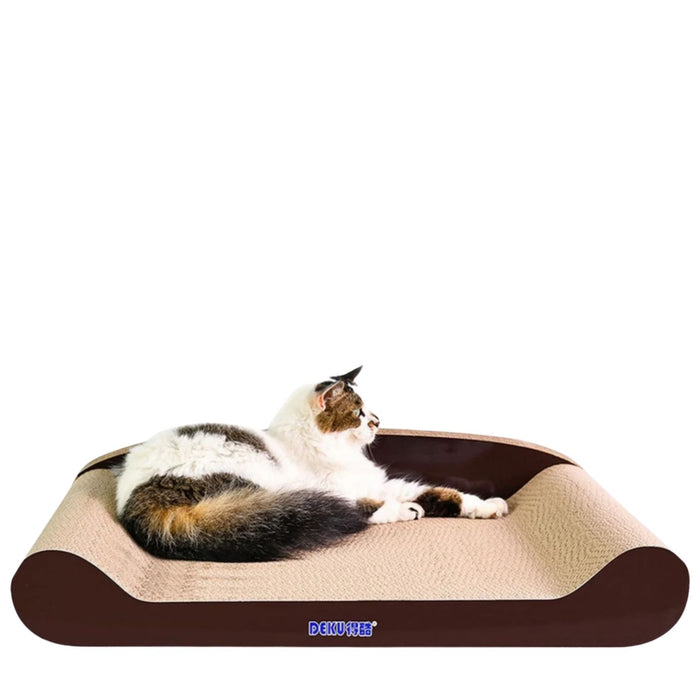 60cm Brown Cat Scratch Board - Durable Recyclable Cardboard with Catnip - Neko.SG