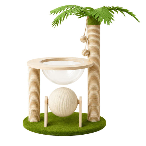 71.5cm Coconut Tree cat climbing frame with scratching post and sisal ball toy