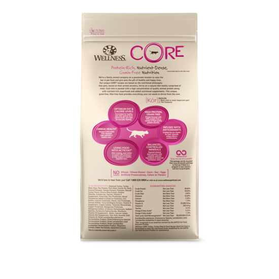 Wellness CORE Grain-Free Adult: Turkey, Turkey Meal & Duck Dry Cat Food 5lbs