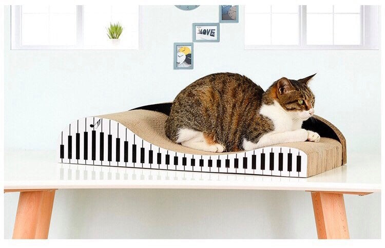 60cm Piano Cat Scratch Board - Durable Recyclable Cardboard with Catnip