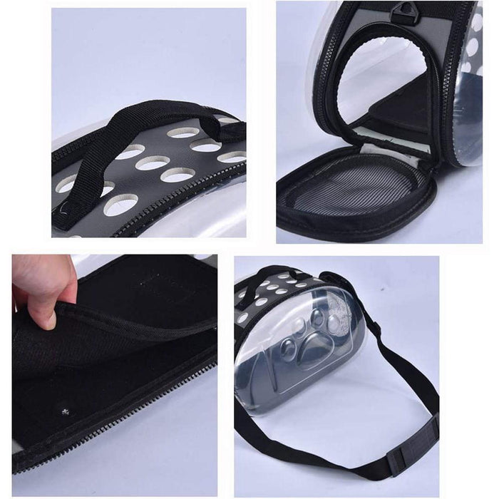 Transparent Sling Pet Carrier – Foldable Travel Bag for Pets (Black)