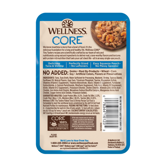 ✅B4F1 CIAO! Wellness CORE Tiny Tasters for Cats:  Flaked Tuna & Shrimp Recipe in Broth 1.75oz