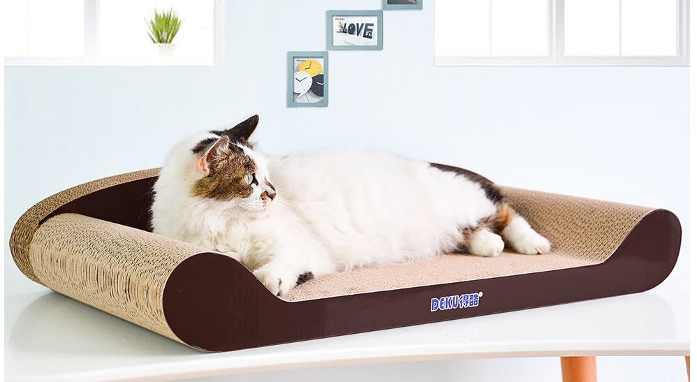 83cm Brown Cat Scratch Board - Durable Recyclable Cardboard with Catnip