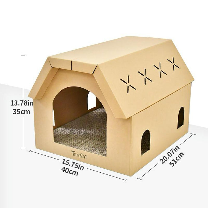 Cat Scratcher Cardboard Classic Cat House Scratching Post packaging and full view
