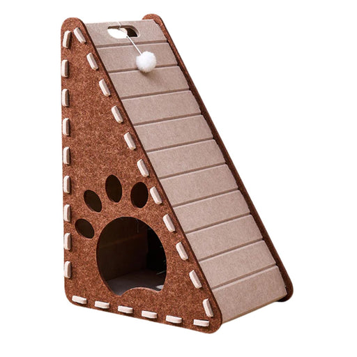 Choco triangular vertical cat bed with felt sides and scratch-resistant claw board