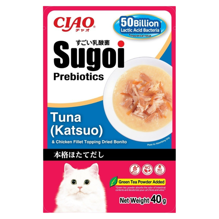 Ciao Sugoi Pouch Tuna Katsuo & Chicken Fillet Topping Dried Bonito 40g IC432