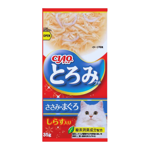 Ciao Toromi Soup Pouch Cat Wet Food Chicken Fillet, Tuna and Whitebait 35g TCR-132