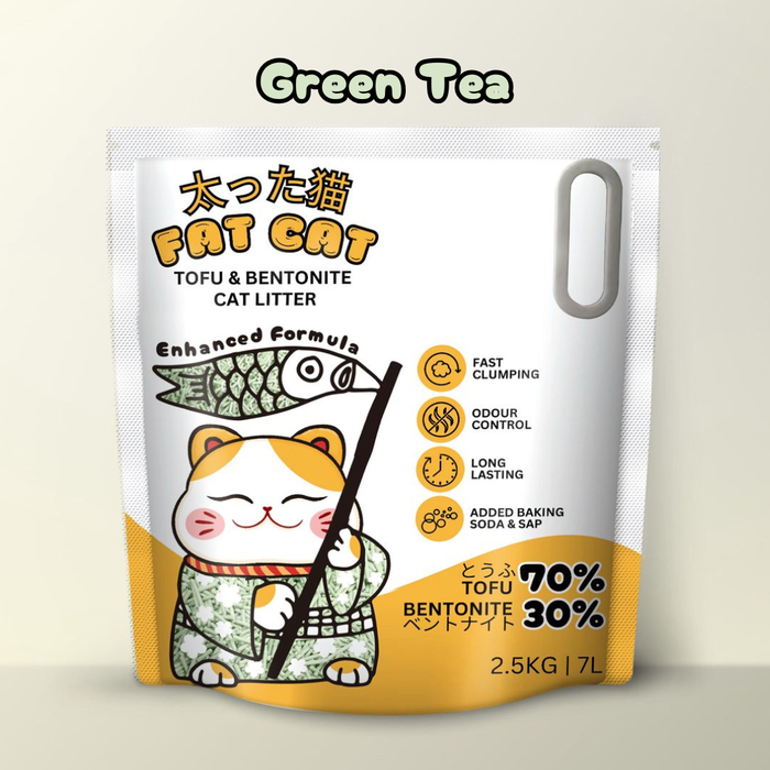 Fat Cat Tofu & Bentonite Green Tea Cat Litter 2.5kg | 7L