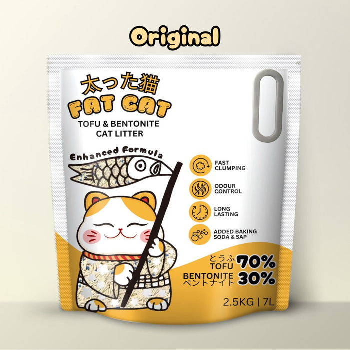 Fat Cat Tofu & Bentonite Original Cat Litter 2.5kg | 7L