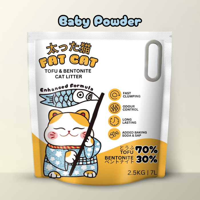 Fat Cat Tofu & Bentonite Baby Powder Cat Litter 2.5kg | 7L