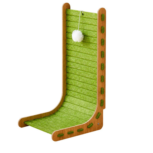 Green L-shaped felt cat scratch board, wear-resistant vertical cat scratcher toy