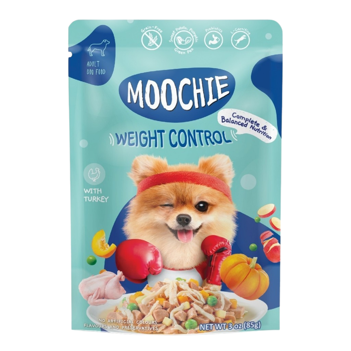 Moochie Complete & Balanced Weight Control Turkey 85g pouch for dog food Singapore