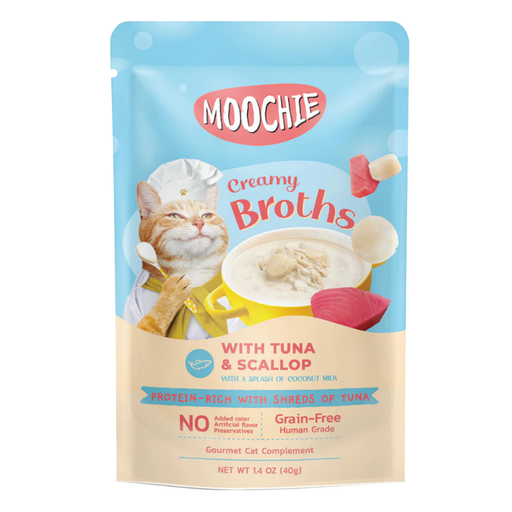 Moochie Creamy Broths Tuna & Scallop 40g pouch for cat treat Singapore