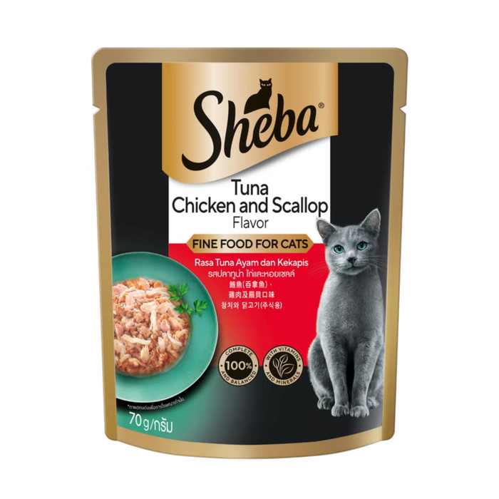 Sheba Cat Wet Food Pouch Tuna Chicken and Scallop 70g