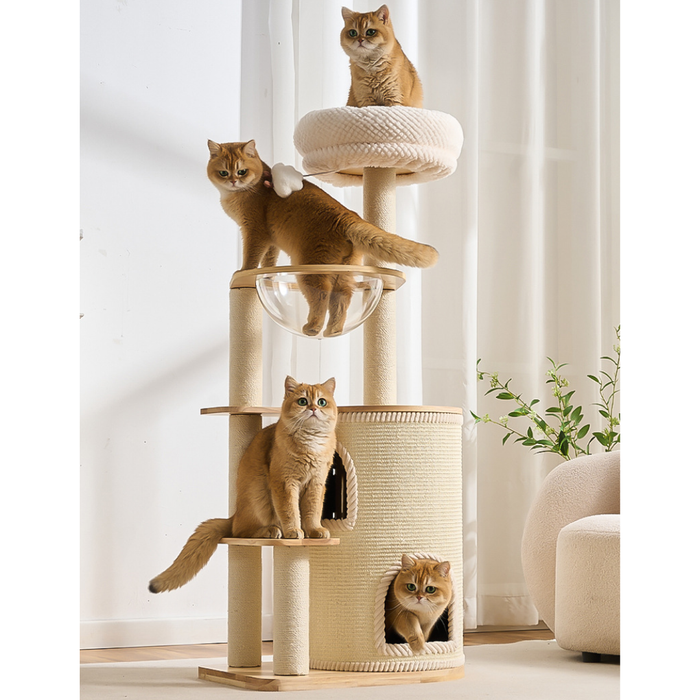 134cm Aura Cozy Loft Solid Wood Cat Tower