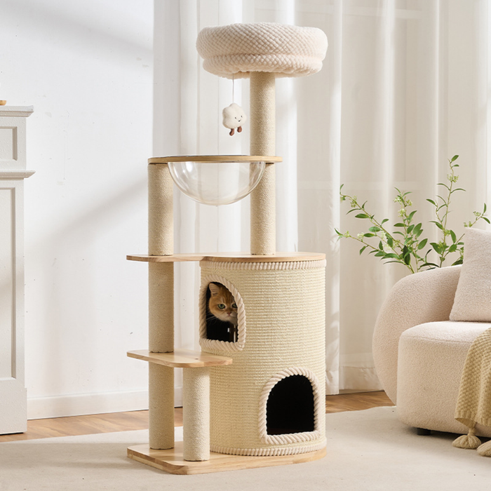 134cm Aura Cozy Loft Solid Wood Cat Tower