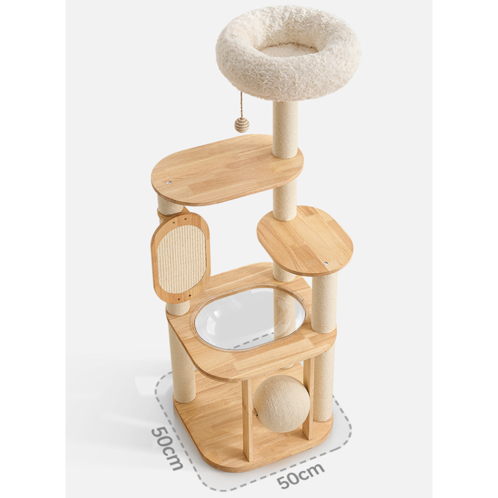 139cm Sierra Stretch & Scratch Solid Wood Cat Tower