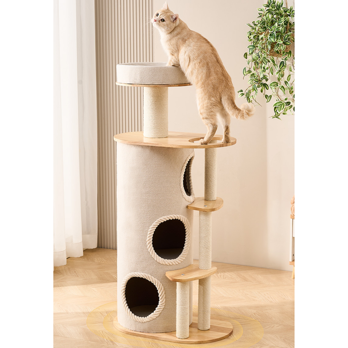 127cm Axis Signature Solid Wood Cat Condo Tower with Scratching Posts & Platforms