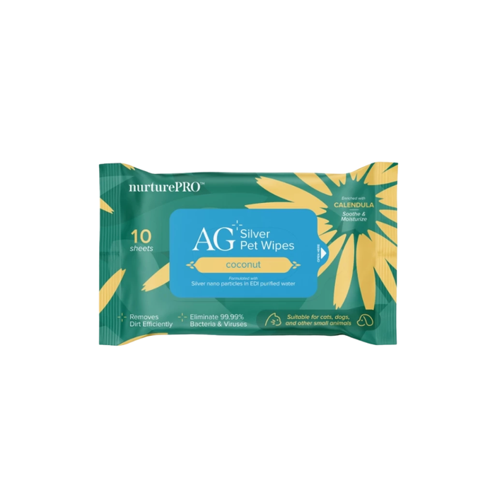 NurturePRO AG Silver Coconut Pet Wipes 10 sheets packaging