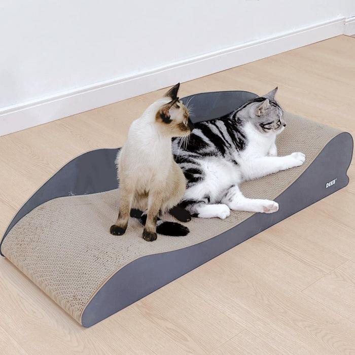 70cm Grey Wood Lounger Cat Scratch Board & Scratch Bed