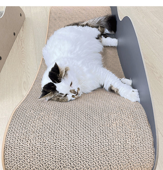 70cm Grey Wood Lounger Cat Scratch Board & Scratch Bed